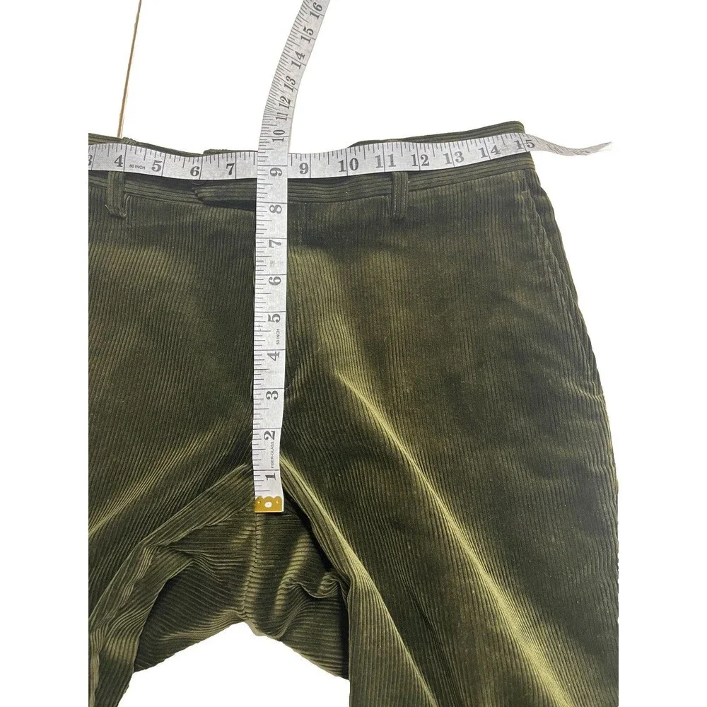 NWOT Spier & Mackay Slim Trousers 30 Olive Green Corduroy Flat Front Men 30x27 - Picture 7 of 9